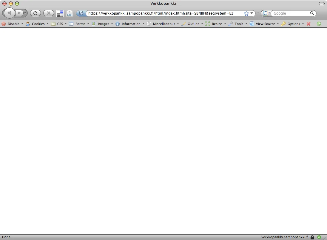 Sampo Online Bank on Firefox 3 Beta 4
